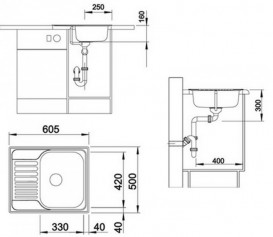 Мийка для кухні прямокутна Blanco Tipo 45 S mini нержавіюча сталь матова 516524