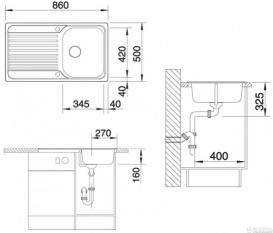 Мийка для кухні прямокутна Blanco Tipo 45 S нержавіюча сталь матова 511942