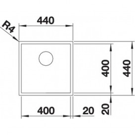 Мийка для кухні квадратна Blanco ZEROX 400-U нержавіюча сталь Durinox® з відвідною арматурою InFino® 521558