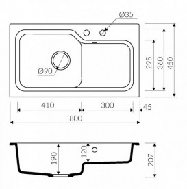 Мойка для кухни Marmorin Ako 1,5k 80х45 см искусственный камень Magranit сафари 711 113 001