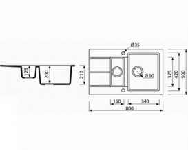 Мийка для кухні Marmorin Bario 1,5k 0,50 80х50 см штучний камінь Magranit сафарі 120 533 001