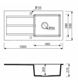 Мойка для кухни Marmorin Bario 1k 10 100х50 см искусственный камень Magranit серый 120 113 003