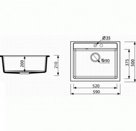Мийка для кухні Marmorin Bario 1k 59х50 см штучний камінь Magranit коричневий 120 103 004