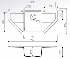 Мийка для кухні Marmorin Bario trapez 96х50 см штучний камінь Magranit сафарі 120 743 001