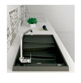 Мийка для кухні Marmorin Batea 1k з крилом врізна штучний камінь чорний 716 113 002