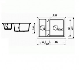 Мойка для кухни Marmorin Cire 1,5k 63х50 см искусственный камень Magranit черный 375 503 002