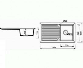 Мойка для кухни Marmorin Cire 1k 10 86х50 см искусственный камень Magranit белый 375 113 006