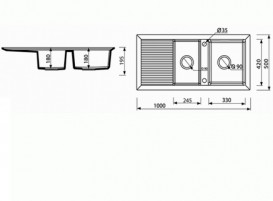 Мойка для кухни Marmorin Cire 2k 10 100х50 см искусственный камень Magranit серый 375 213 003