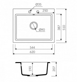 Мойка для кухни Marmorin Debra 1k 62х51 см искусственный камень Magranit песочный 436 103 007