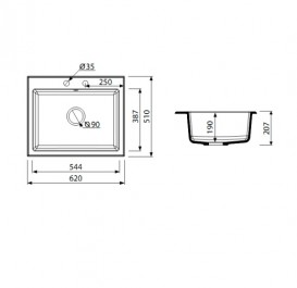 Мийка для кухні Marmorin Debra 1k без крила врізна штучний камінь коричневий 436 103 004