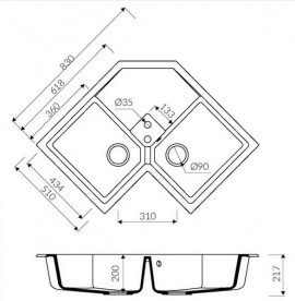 Мийка для кухні Marmorin Debra 2k 0,50 83х51 см штучний камінь Magranit сафарі 436 213 001