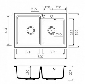 Мийка для кухні Marmorin Debra 2k 80х51 см штучний камінь Magranit пісочний 436 203 007