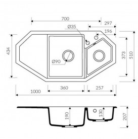 Мойка для кухни Marmorin Debra trapez 100х51 см искусственный камень Magranit коричневый 436 613 004