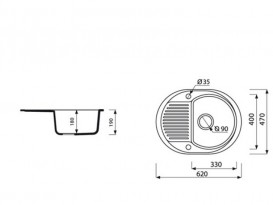 Мийка для кухні Marmorin Duro 1k 0,50 62х47 см штучний камінь Magranit коричневий 130 133 004