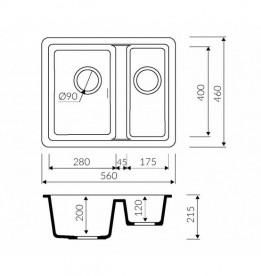 Мийка для кухні Marmorin Fado 1,5k 56х46 см штучний камінь Magranit сафарі 427 500 001