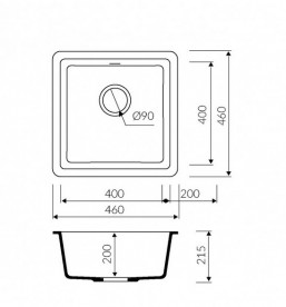 Мийка для кухні Marmorin Fado 1k 46х46 см штучний камінь Magranit коричневий 426 100 004