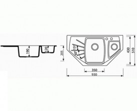 Мийка для кухні Marmorin Fenco trapez 93х51 см штучний камінь Magranit коричневий 320 613 004