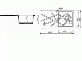 Мойка для кухни Marmorin Foorn II 1k 10 100х50 см искусственный камень Magranit серый 460 113 003