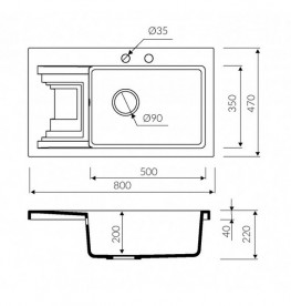 Мийка для кухні Marmorin Halit 1k 0,50 80х47 см штучний камінь Magranit коричневий 520 113 004