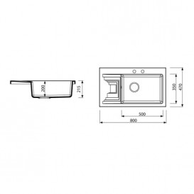 Мойка для кухни Marmorin Halit 1k 0,5o c крылом врезная искусственный камень белый 520 113 001