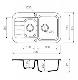 Мийка для кухні Marmorin Ignis 1,5k 10 77х47 см штучний камінь Magranit сафарі 435 513 001