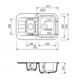 Мийка для кухні Marmorin Ignis 1,5k 1o з крилом врізна штучний камінь коричневый 435 513 004