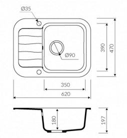 Мойка для кухни Marmorin Ignis 1k 0,50 62х47 см искусственный камень Magranit сафари 435 133 001