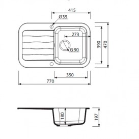 Мойка для кухни Marmorin Ignis 1k 1o с крылом врезная искусственный камень коричневый 435 113 004