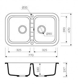 Мойка для кухни Marmorin Ignis 2k 77х47 см искусственный камень Magranit белый 435 203 006