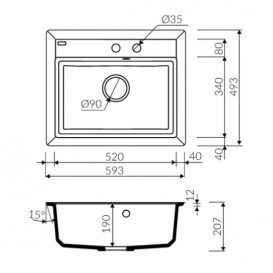 Мойка для кухни Marmorin Ivo без крыла искусственный камень белый 710 103 006