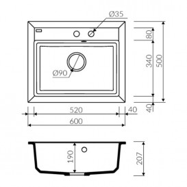 Мойка для кухни Marmorin Ivo без крыла врезная искусственный камень белый 718 103 006