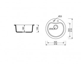Мийка для кухні Marmorin Kova Ø51 см штучний камінь Magranit сафарі 250 803 001