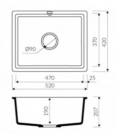 Мийка для кухні Marmorin Lando 1k 52х42 см штучний камінь Magranit білий 709 103 006