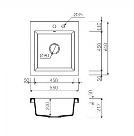 Мойка для кухни Marmorin Nero 1k без крыла искусственный камень белый 714 103 006