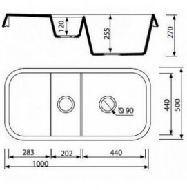 Мийка для кухні Marmorin Opal 1,5k 10 100х50 см штучний камінь Magranit чорний 440 513 002