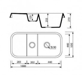 Мийка для кухні Marmorin Opal 1,5k 1o з крилом врізна штучний камінь білий 440 513 001