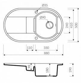 Мойка для кухни Marmorin Otago 1,5k 10 88х50 см искусственный камень Magranit серый 505 513 003