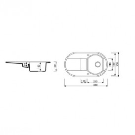 Мийка для кухні Marmorin Otago 1,5k 1o з крилом врізна штучний камінь сафарі 505 513 001
