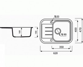 Мийка для кухні Marmorin Pesta 1k 0,50 62х47 см штучний камінь Magranit коричневий 170 133 004