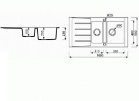 Мийка для кухні Marmorin Profir 1,5k 10 100х50 см штучний камінь Magranit білий 160 513 006