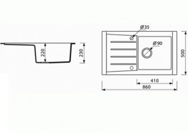 Мийка для кухні Marmorin Profir 1k 10 86х50 см штучний камінь Magranit чорний 160 113 002