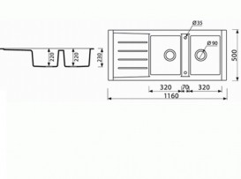 Мойка для кухни Marmorin Profir 2k 10 116х50 см искусственный камень Magranit сафари 160 213 001