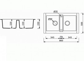 Мойка для кухни Marmorin Profir 2k 86х50 см искусственный камень Magranit белый 160 203 006