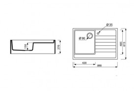 Мийка для кухні Marmorin Rubid 89х61,5 см штучний камінь Magranit коричневий 230 114 004