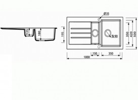 Мийка для кухні Marmorin Tellur 1,5k 10 100х50 см штучний камінь Magranit сафарі 380 513 001