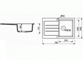 Мийка для кухні Marmorin Tellur 1k 10 78х50 см штучний камінь Magranit пісочний 380 113 007