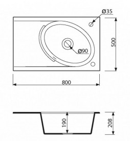 Мийка для кухні Marmorin Tono 1k 10 80х50 см штучний камінь Magranit білий 430 113 006