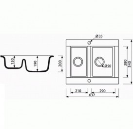 Мийка для кухні Marmorin Voga 1,5k 63,7х54 см штучний камінь Magranit сірий 110 503 003