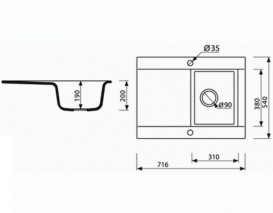 Мийка для кухні Marmorin Voga 1k 10 71,6х54 см штучний камінь Magranit білий 110 113 006