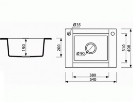 Мийка для кухні Marmorin Voga 1k 54х40,8 см штучний камінь Magranit пісочний 110 103 007